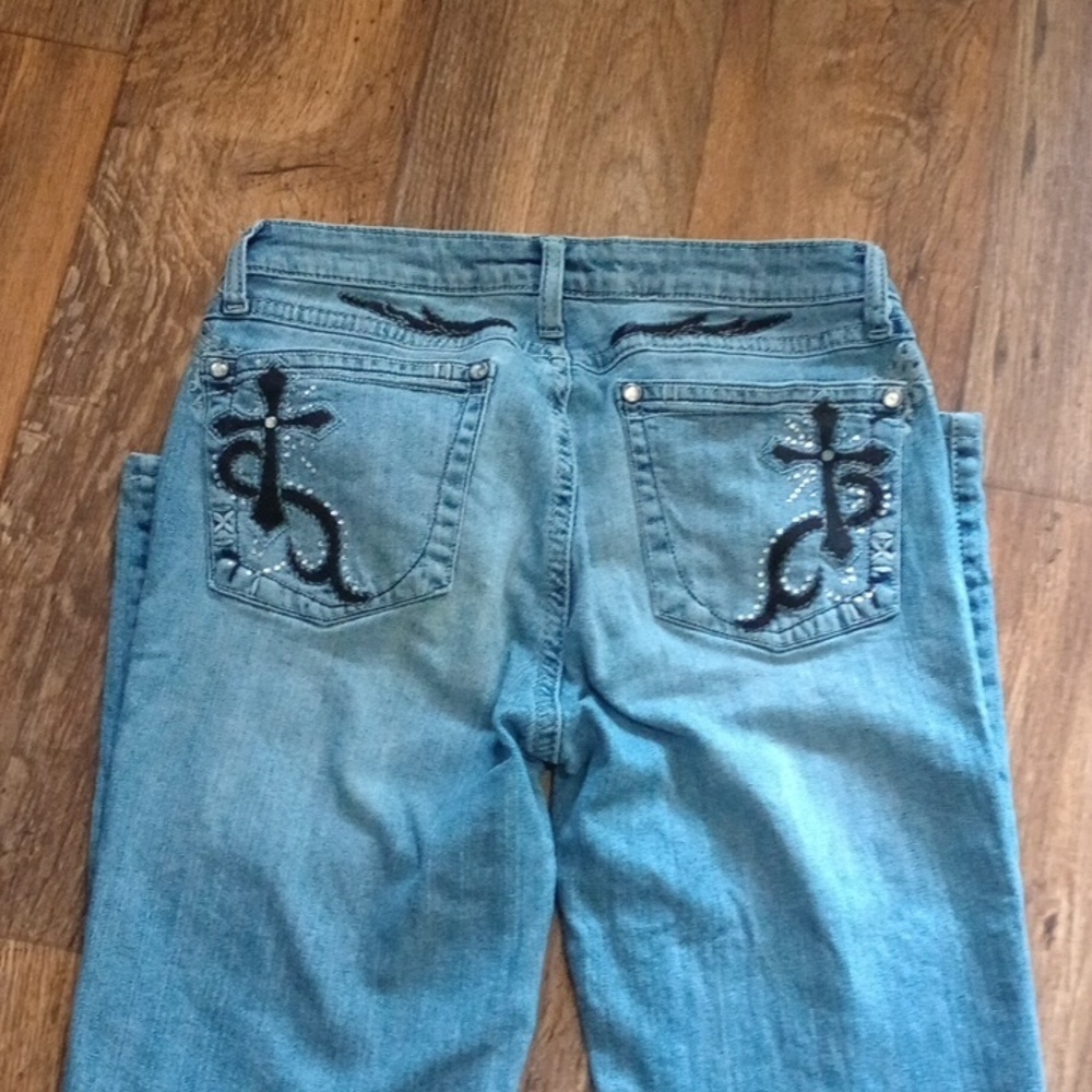 Rock 47 Wranglers Revival Light Blue Straight Leg Jeans Five Pockets Preppy